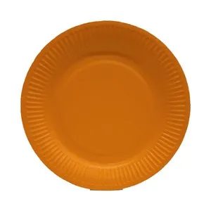 Platos desechables de cartón color amarillo, 18cm., 10 unidades, ACTUEL.