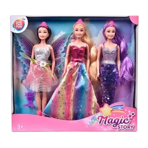 Conjunto 3 Muñecas Magic Story Fantasía Hada, Sirena y Princesa +3 Años ONE, TWO FUN