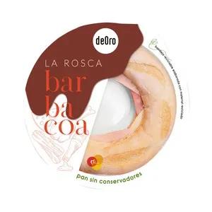 DEORO Rosca de pan rústico rellena de pechuga de pollo cocido, queso fiambre de bacon y salsa barbacoa DEORO 480 g.