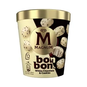 MAGNUM Bonbon de Frigo Bonbones helados de nata con salsa de cacao con galleta, recubiertos chocolate blanco 12 uds.