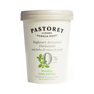 PASTORET Yogur artesanal desnatado con stevia y 0% materia grasa 500 g.