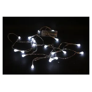 Guirnalda 20 luces LED blanco puro con bolas, ACTUEL.