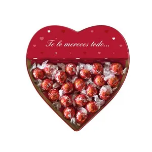 LINDT Lindor Bombones de chocolate con leche, caja forma corazón, 250 g.