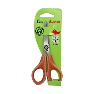 Tijera de 15cm para diestros bi-material 3 colores surtidos, AUCHAN.