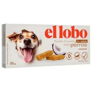 LOBO Snack tipo turrón-mascotas crujiente de coco para PERROS 85g.