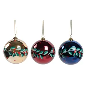 Bola Hojas decoración 7,8cm modelos surtidos para Árbol de Navidad, ACTUEL
