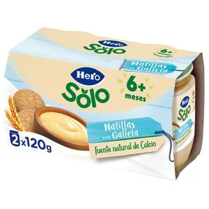 HERO Solo Natillas con galletas, a partir de 6 meses 2 x 120 g.