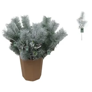 Pick Rama de pino artificial color Plateado 61cm para hacer centro de mesas decoración Navidad, ACTUEL