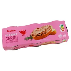 PRODUCTO ALCAMPO Paté de hígado de cerdo PRODUCTO ALCAMPO pack 3 uds. x 80 g.
