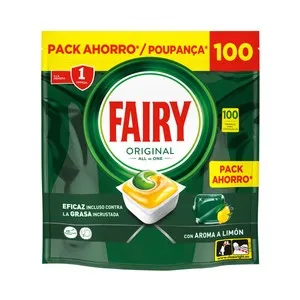 FAIRY Original Detergente todo en uno para lavavajillas en cápsulas, con aroma a limón 100 uds.