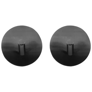 Set de 2 perchas adhesivas de metal, color negro mate, ACTUEL.