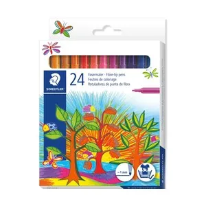 24 rotuladores, punta de fibra grosor de 1mm, tinta lavable de varios colores STAEDTLER Fasermaler.