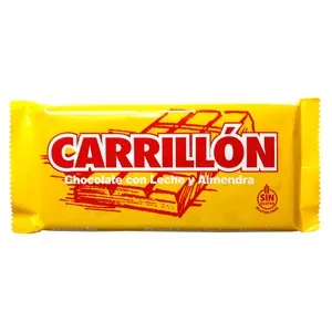 CARRILLÓN Chocolate con leche y almendras elaborado sin gluten tableta de 100 g.