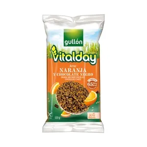 GULLÓN Tortitas de arroz chocolate negro con naranja GULLON VITALDAY 120 g.