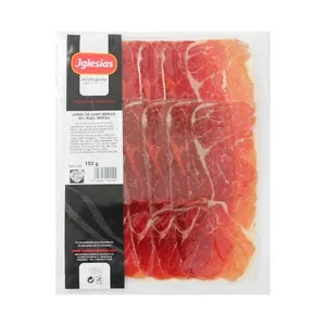 IGLESIAS Jamón de cebo ibérico (50% raza ibérica), cortado en finas lonchas 150 g.