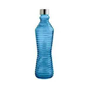 Botella de vidrio 1l color azul con tapón, HOME LINE