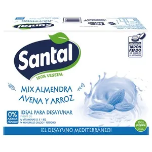 SANTAL Bebida vegetal (100%) de almendra, avena y arroz 6 x 1 l.