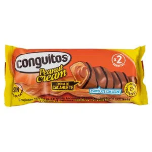 CONGUITOS Barrita duo de crema de cacahuete 46 g.