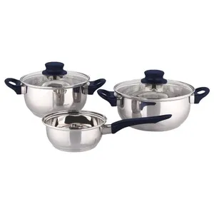 Batería de 3 piezas más 2 tapas Batic Inox, aptas para inducción, TABERSEO.
