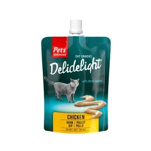 PETS UNLIMITED Delidelight, Alimentación húmeda para gato en bolsa, sabor a salmón 80 g.