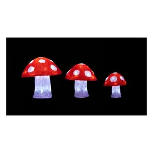 Set 3 champiñones con luces, 72 LED acrílicas ideal para decoración de Navidad, ACTUEL