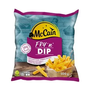 McCAIN Patatas con corte curvado, prefritas y ultracongeladas Fry 'n'n dip 500 g.