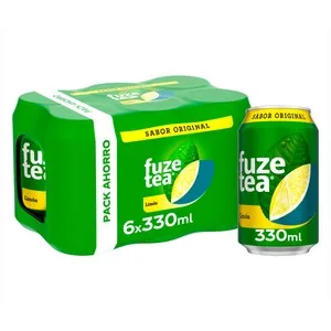 FUZE TEA Bebida té limón original pack 6 latas de 33 cl.