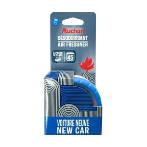 Ambientador para el coche en lata, aroma a coche nuevo, AUCHAN.