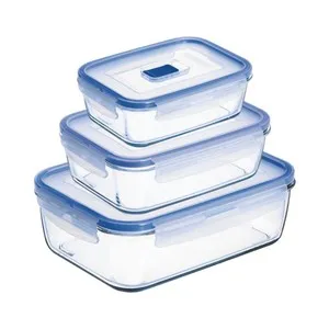 3 recipientes de vidrio con tapa hermética, 38, 82 y 122 centilitros, Pure Box Active de LUMINARC.
