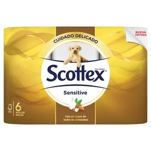 SCOTTEX SENSITIVE Papel higiénico de triple capa 6 rollos