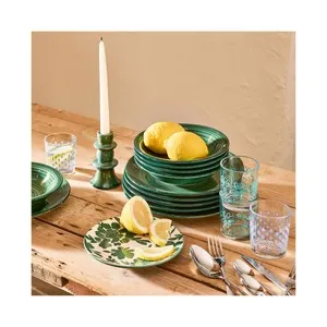 Set 4 vasos 25cl decorados flores verdes. AUCHAN