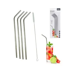 Set de 4 pajitas reutilizables de acero inoxidable, COOK CONCEPT