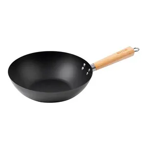 Wok de acero de 30 cm con mango de madera, QUTTIN.