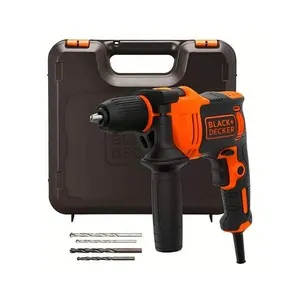 Taladro percutor 710W, portabrocas 13mm, BLACK + DECKER BEH710K, Incluye 4 brocas y maletín.