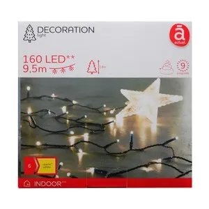 Guirnalda de luces Blanco Cálido y Estrella Tope con 160 Led y 9 Funciones, para decoración del Árbol de Navidad en interior, 9,5metros, ACTUEL
