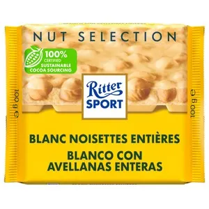 RITTER Chocolate blanco con avellanas 100 g.