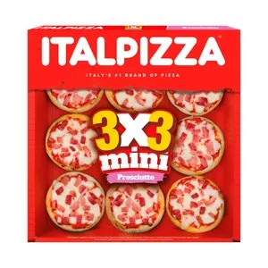 ITALPIZZA Mini pizzas congeladas de jamón cocido 9 uds.