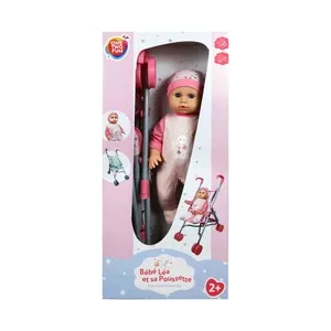 Carrito de muñecas con muñeco de 35cm, ONE TWO FUN