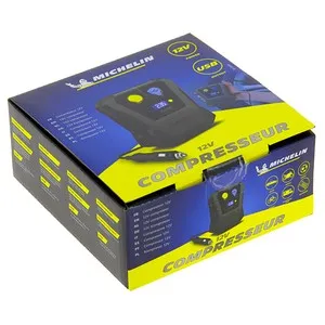Mini compresor de aire para 12V, MICHELÍN, conector 12V, USB, hasta 7 litros por minuto.