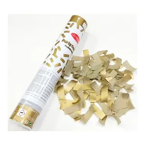 Cañón de Confeti de mano papel Color Oro 27.5cm para Fiestas y Navidad, GOODMARK