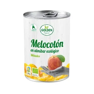 GOLDEN Melocotón en almíbar ecológico, mitades GOLDEN 240 g.
