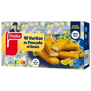 FINDUS Varitas de pescado (MSC) rebozado al limón (con zumo de limón) 10 uds.