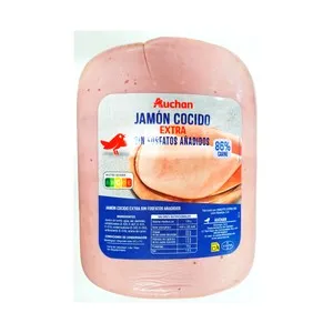 AUCHAN Jamón cocido extra sin fosfato Producto Alcampo-LONCHA-FINA-1-MM