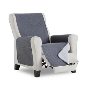 Cubresofá acolchado reversible para sofá de 1 plaza, color gris claro-gris oscuro.
