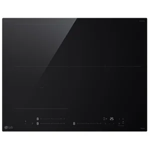 Placa inducción LG CBIZ2432B, Flex inducción, 4 zonas de cocción, zona grande 28cm, potencia: 7400W, control táctil,A: 59cm.