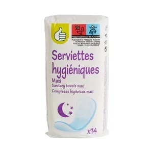 PRODUCTO ECONÓMICO ALCAMPO Compresas higiénicas de noche maxi 14 uds.