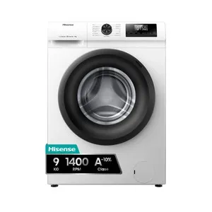 Lavadora HISENSE WF1Q9041BW 9KG, color blanca, clasificación energética: A, 1400RPM, H: 84,5cm, A: 59,5cm, F: 54cm.