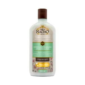 TIO NACHO Herbolaria milenaria Acondicionador fortificante y anticaida por rotura, con jalea real y extractos fortificantes 330 ml.