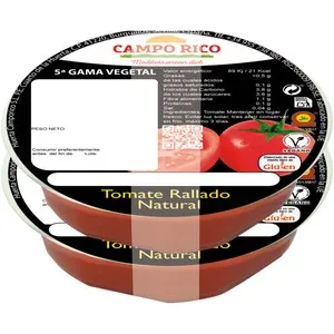 Tomate rallado 100% natural, sin aditivos, ni conservantes ni gluten CAMPO RICO 2 x 110 g.