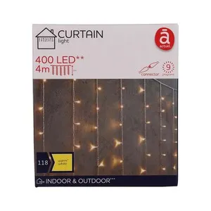 Cortina con 400 luces LED, 4x2 metros, color blanco cálido, ACTUEL.